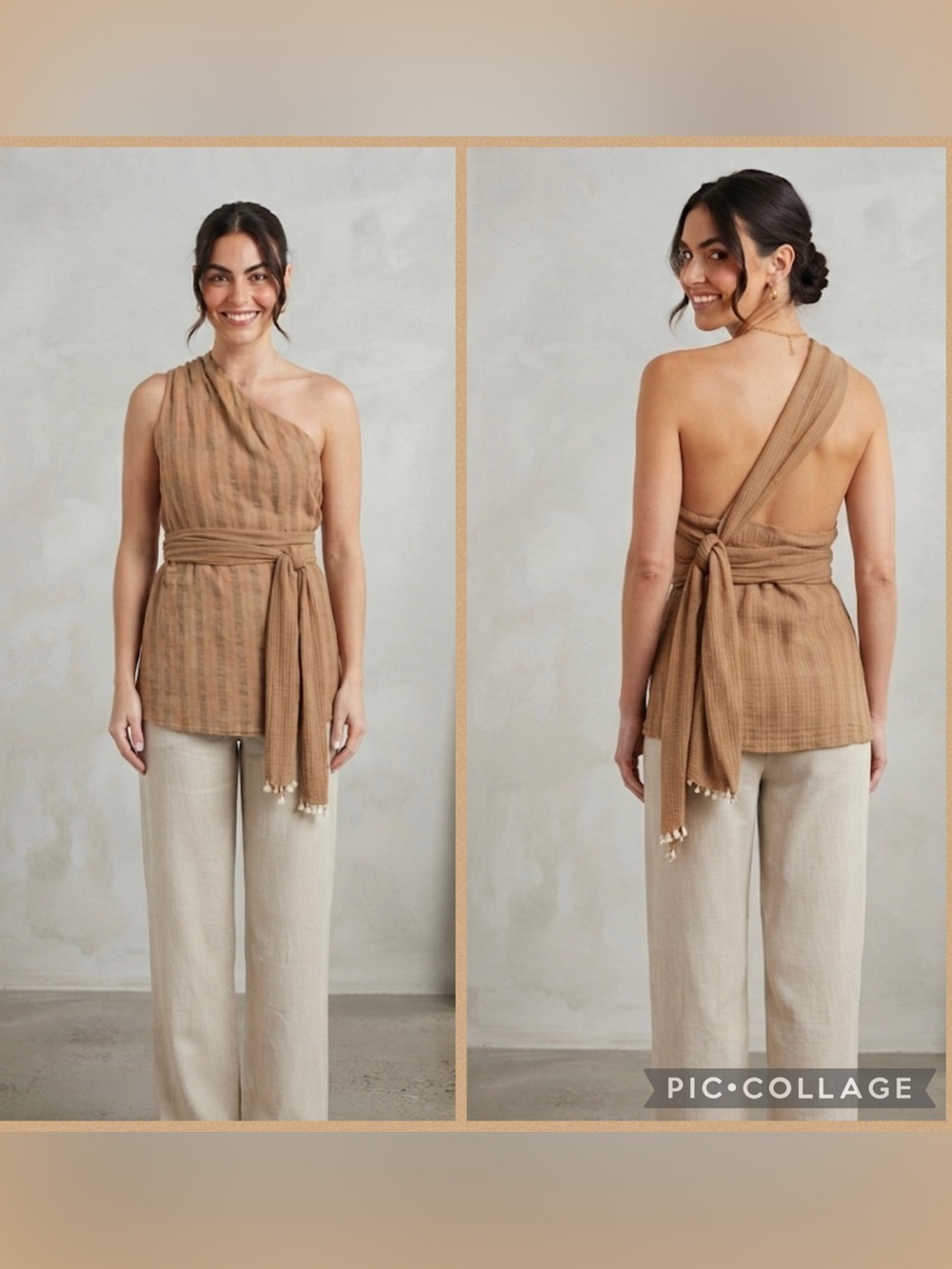 Zara One Shoulder Striped Top.